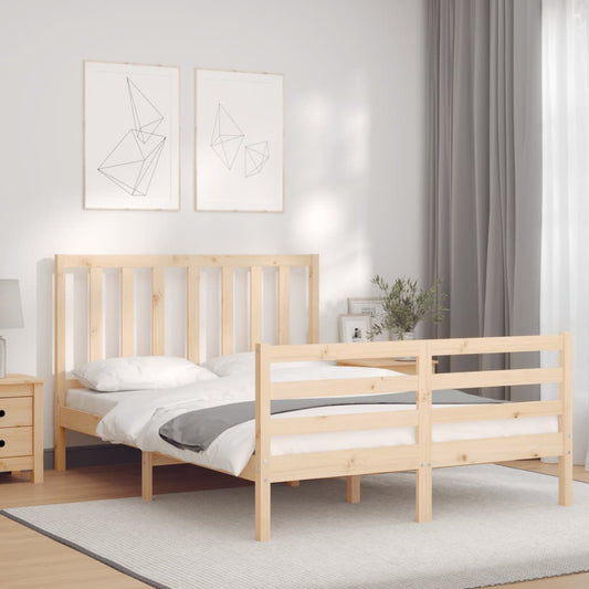 Bed Frame without Mattress 140x190 cm Solid Wood Pine