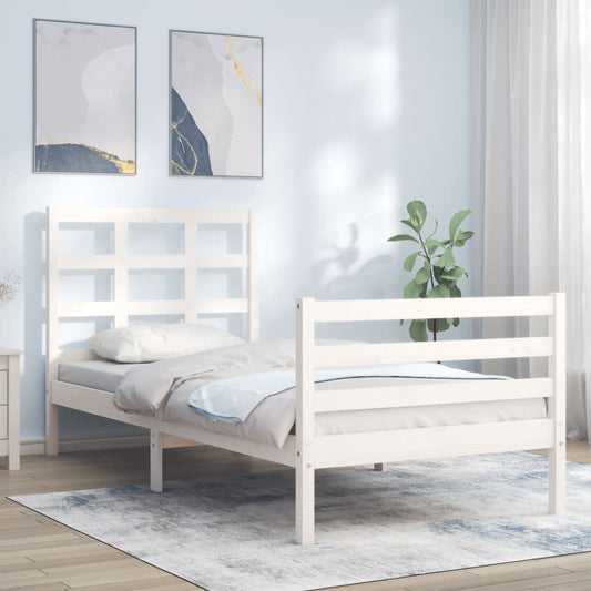 Bed Frame without Mattress White Small Single Solid Wood