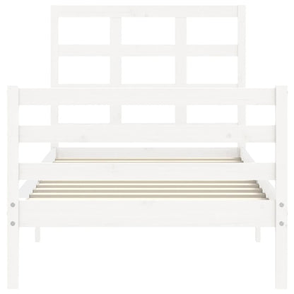 Bed Frame without Mattress White Single Solid Wood