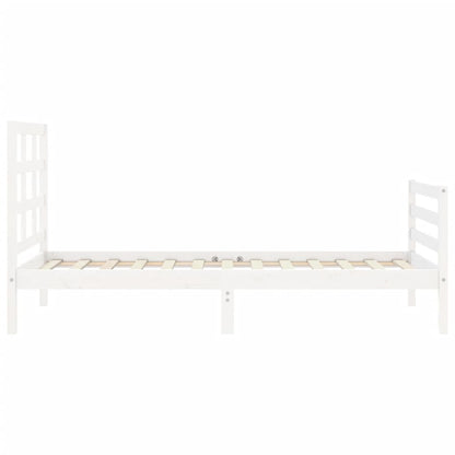 Bed Frame without Mattress White Single Solid Wood