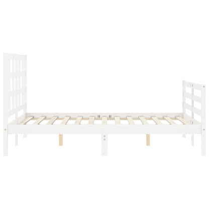 Bed Frame without Mattress White Double Solid Wood