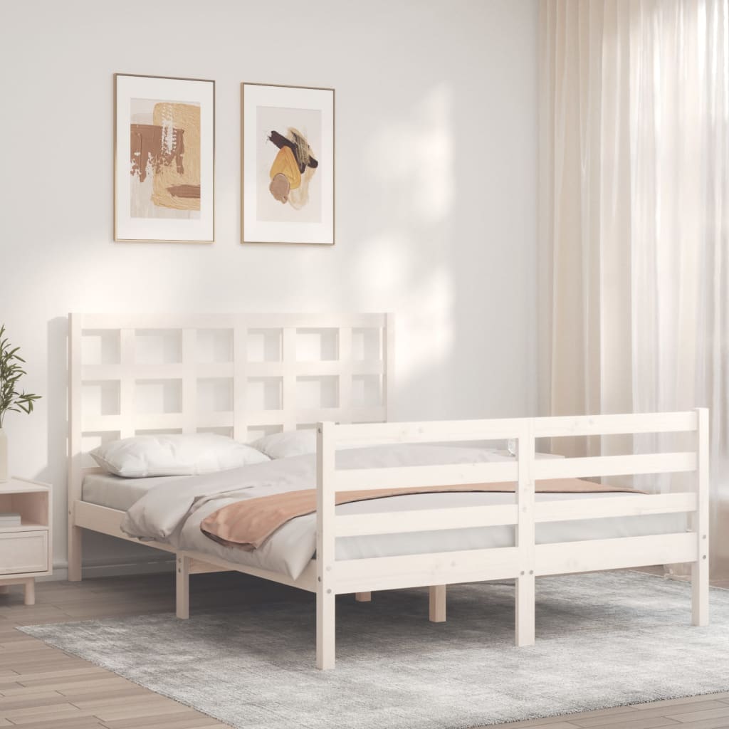 Bed Frame without Mattress White 120x200 cm Solid Wood
