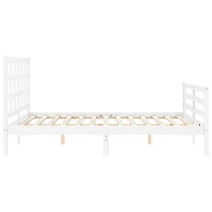 Bed Frame without Mattress White King Size Solid Wood