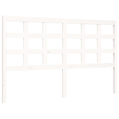 Bed Frame without Mattress White King Size Solid Wood