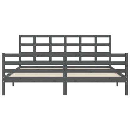 Bed Frame without Mattress Grey 200x200 cm Solid Wood