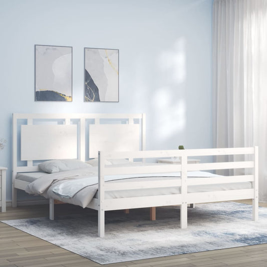Bed Frame without Mattress White 160x200 cm Solid Wood