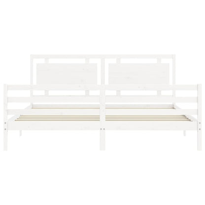 Bed Frame without Mattress White Super King Size Solid Wood