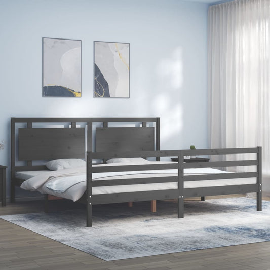 Bed Frame without Mattress Grey 200x200 cm Solid Wood