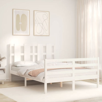 Bed Frame without Mattress White Small Double Solid Wood