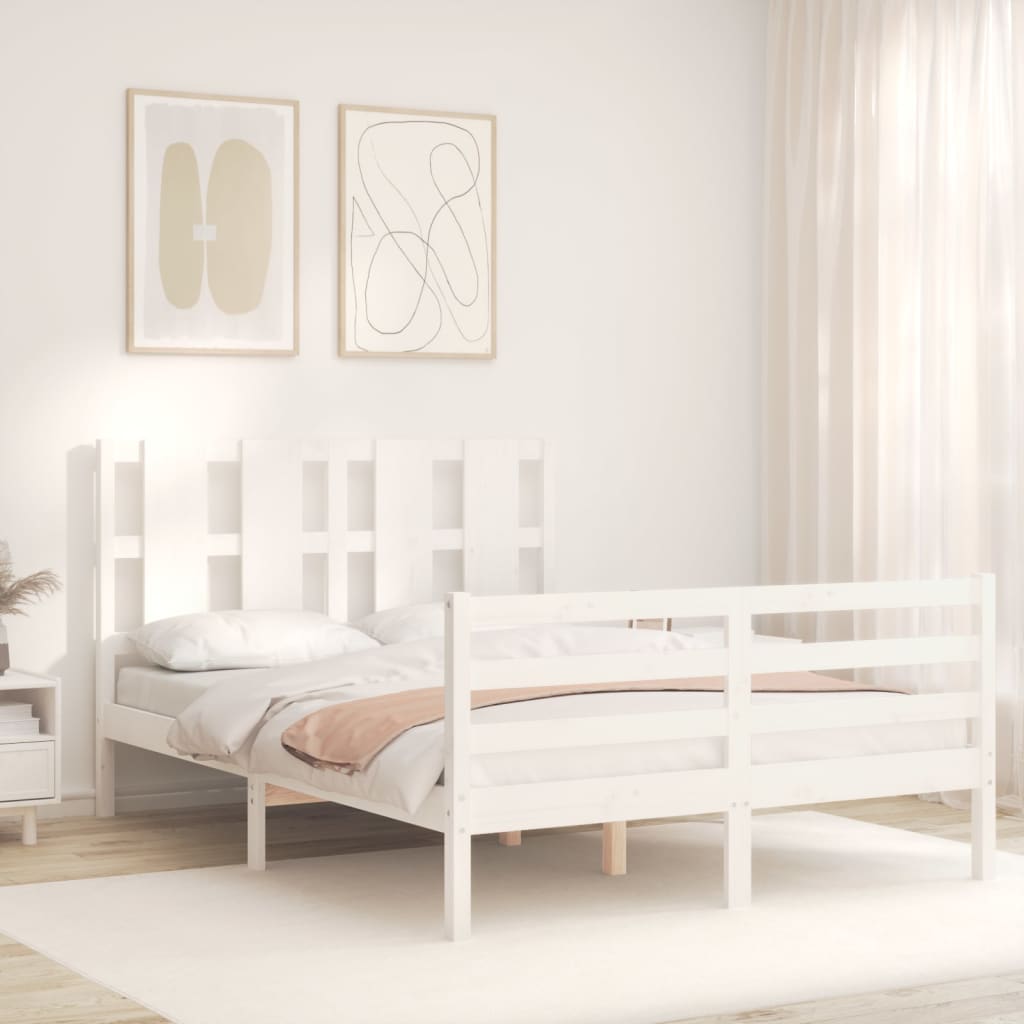 Bed Frame without Mattress White 120x200 cm Solid Wood