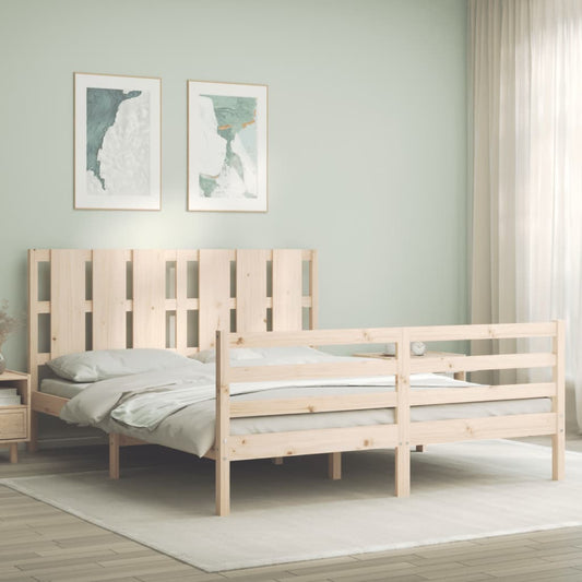 Bed Frame without Mattress King Size Solid Wood