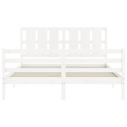 Bed Frame without Mattress White King Size Solid Wood