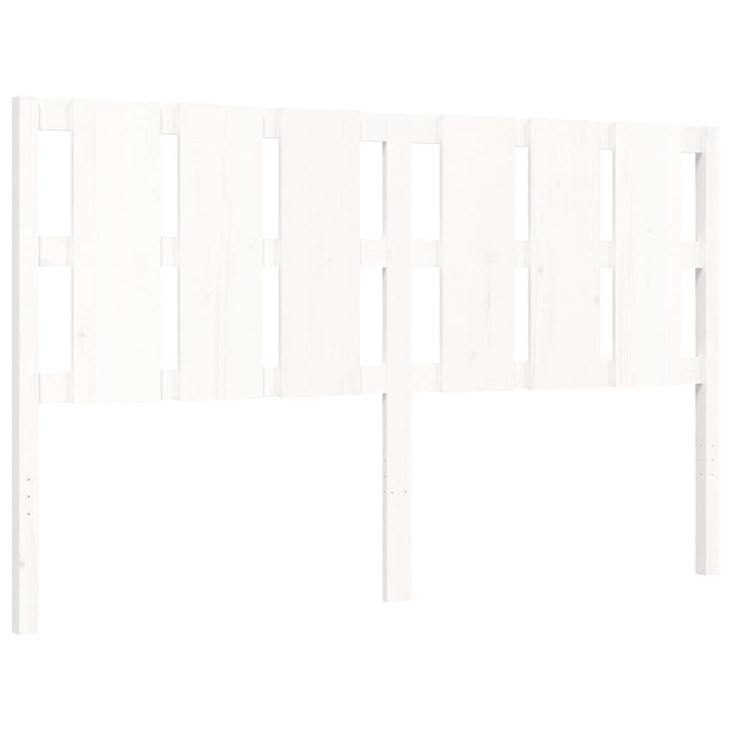 Bed Frame without Mattress White King Size Solid Wood