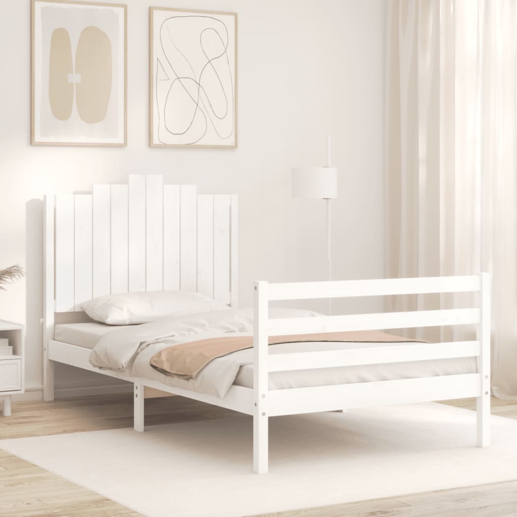 Bed Frame without Mattress White 100x200 cm Solid Wood