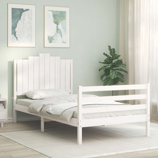 Bed Frame without Mattress White 100x200 cm Solid Wood