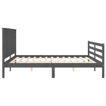 Bed Frame without Mattress Grey 200x200 cm Solid Wood