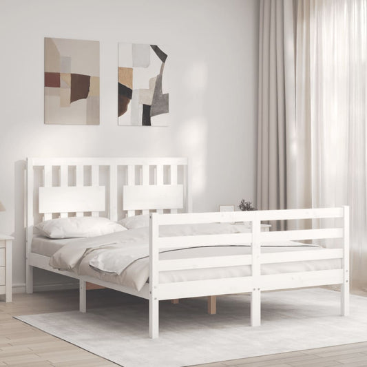 Bed Frame without Mattress White 140x190 cm Solid Wood