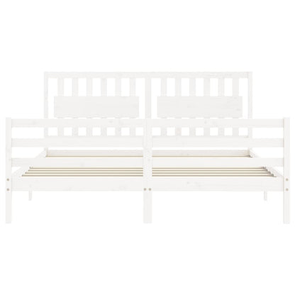 Bed Frame without Mattress White Super King Size Solid Wood