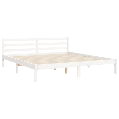 Bed Frame without Mattress White Super King Size Solid Wood