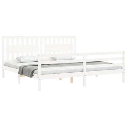 Bed Frame without Mattress White 200x200 cm Solid Wood