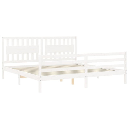 Bed Frame without Mattress White 200x200 cm Solid Wood