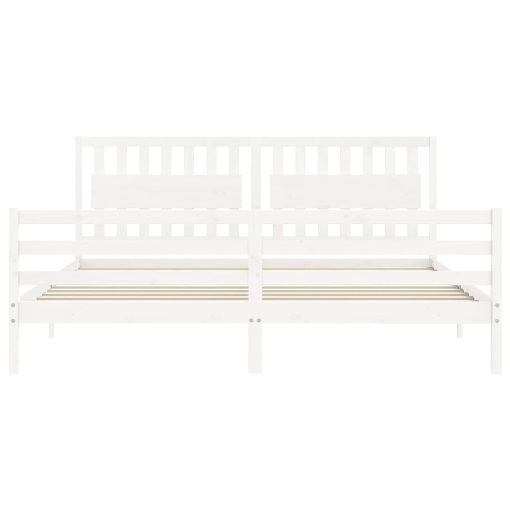 Bed Frame without Mattress White 200x200 cm Solid Wood