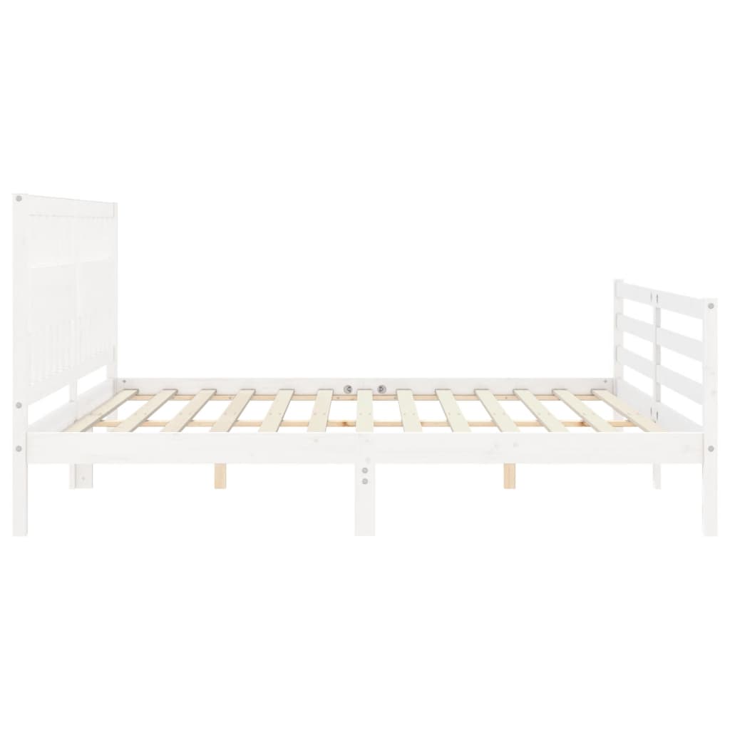 Bed Frame without Mattress White 200x200 cm Solid Wood