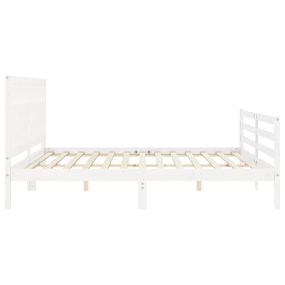Bed Frame without Mattress White 200x200 cm Solid Wood