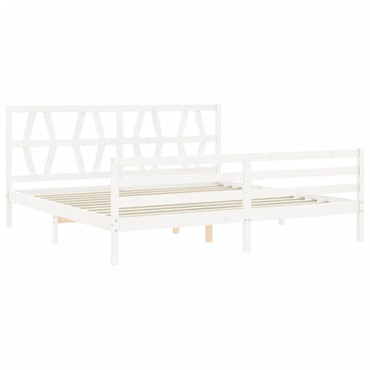 Bed Frame without Mattress White 200x200 cm Solid Wood