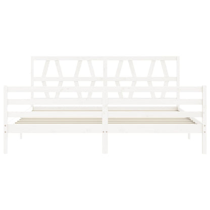 Bed Frame without Mattress White 200x200 cm Solid Wood