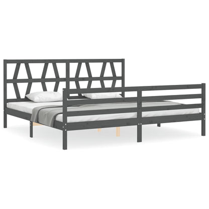 Bed Frame without Mattress Grey 200x200 cm Solid Wood