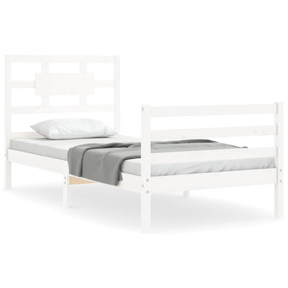 Bed Frame without Mattress White Single Solid Wood