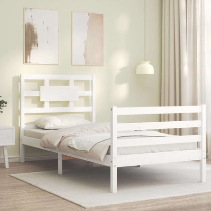 Bed Frame without Mattress White Single Solid Wood