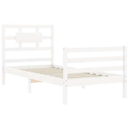 Bed Frame without Mattress White Single Solid Wood