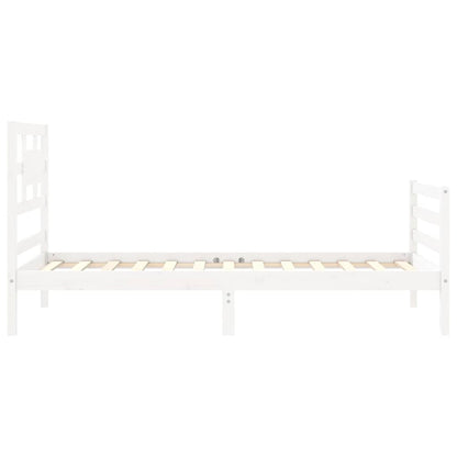 Bed Frame without Mattress White Single Solid Wood