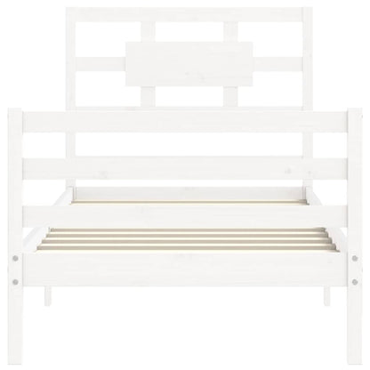 Bed Frame without Mattress White Single Solid Wood