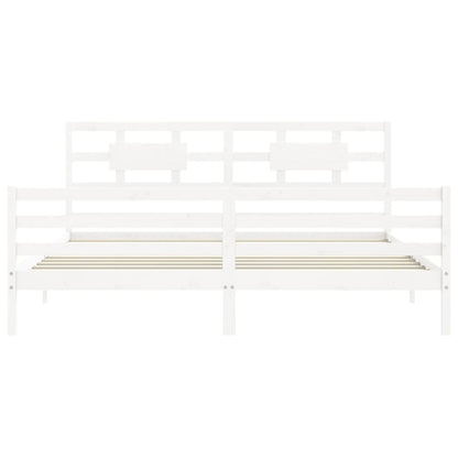 Bed Frame without Mattress White Super King Size Solid Wood