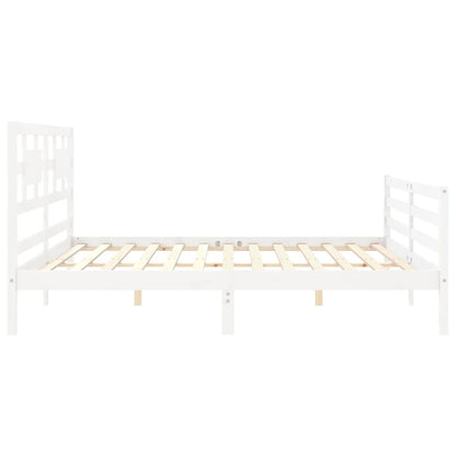 Bed Frame without Mattress White 200x200 cm Solid Wood