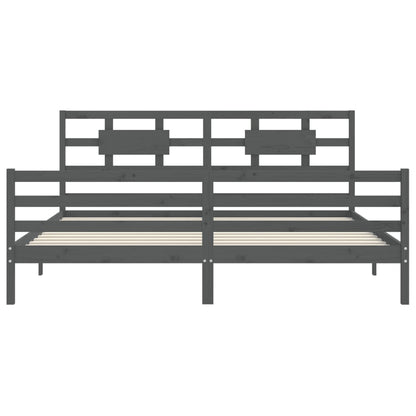 Bed Frame without Mattress Grey 200x200 cm Solid Wood