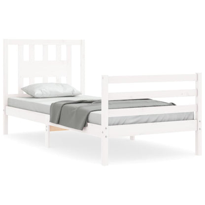 Bed Frame without Mattress White Single Solid Wood