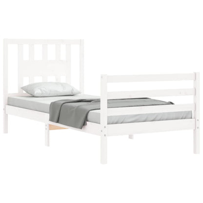 Bed Frame without Mattress White Single Solid Wood