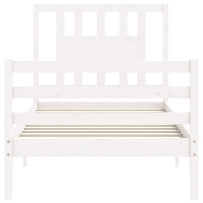 Bed Frame without Mattress White Single Solid Wood