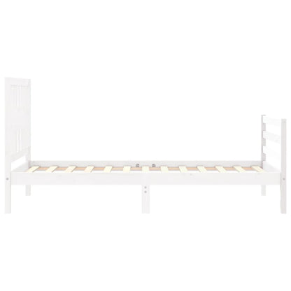 Bed Frame without Mattress White Single Solid Wood