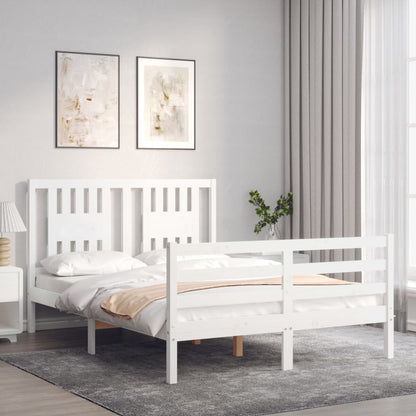 Bed Frame without Mattress White Small Double Solid Wood