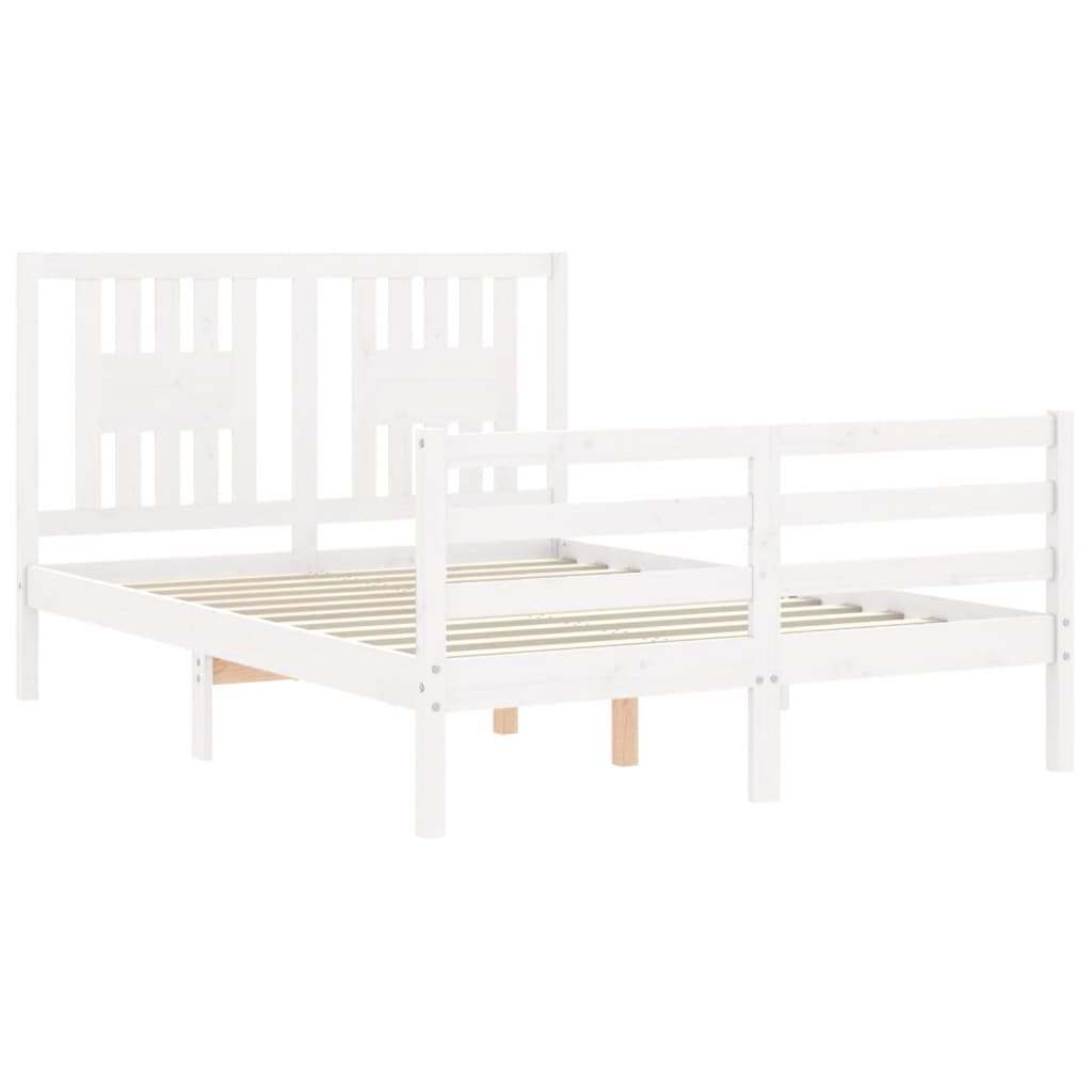 Bed Frame without Mattress White Small Double Solid Wood