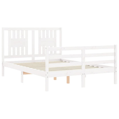 Bed Frame without Mattress White Small Double Solid Wood