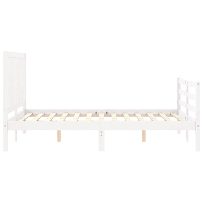 Bed Frame without Mattress White Small Double Solid Wood