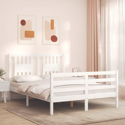 Bed Frame without Mattress White Small Double Solid Wood