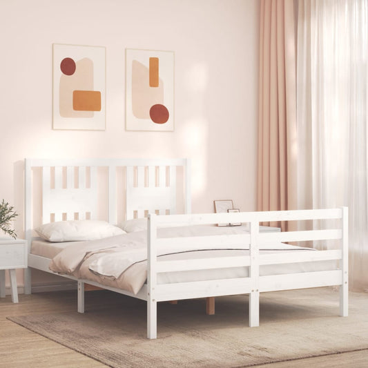 Bed Frame without Mattress White Small Double Solid Wood
