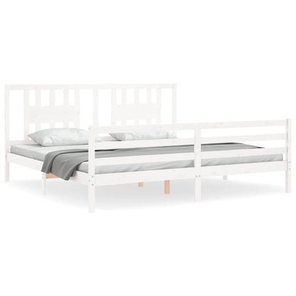 Bed Frame without Mattress White 200x200 cm Solid Wood